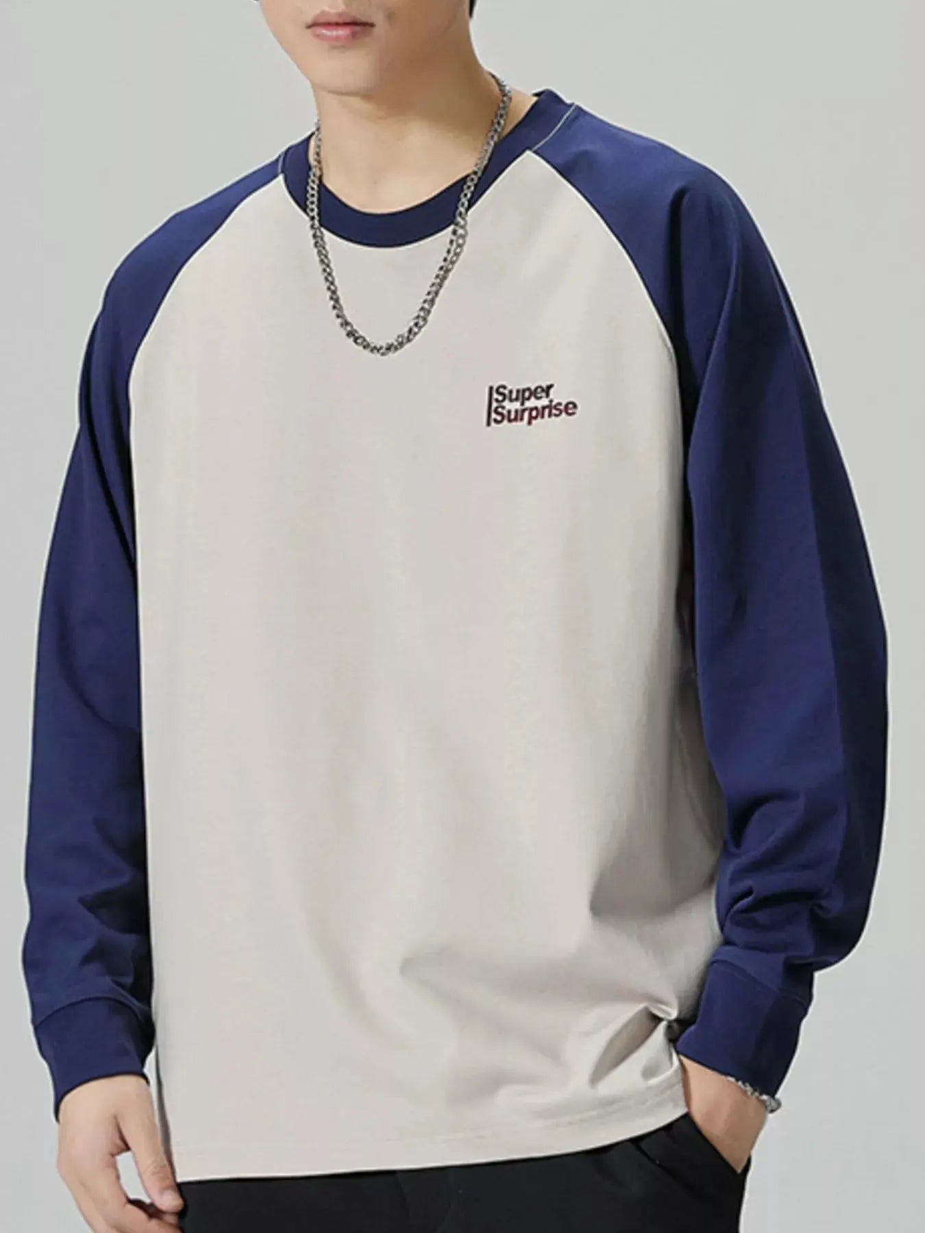 Men's Plus Size Round Neck Raglan Sleeve T-Shirt - we buy