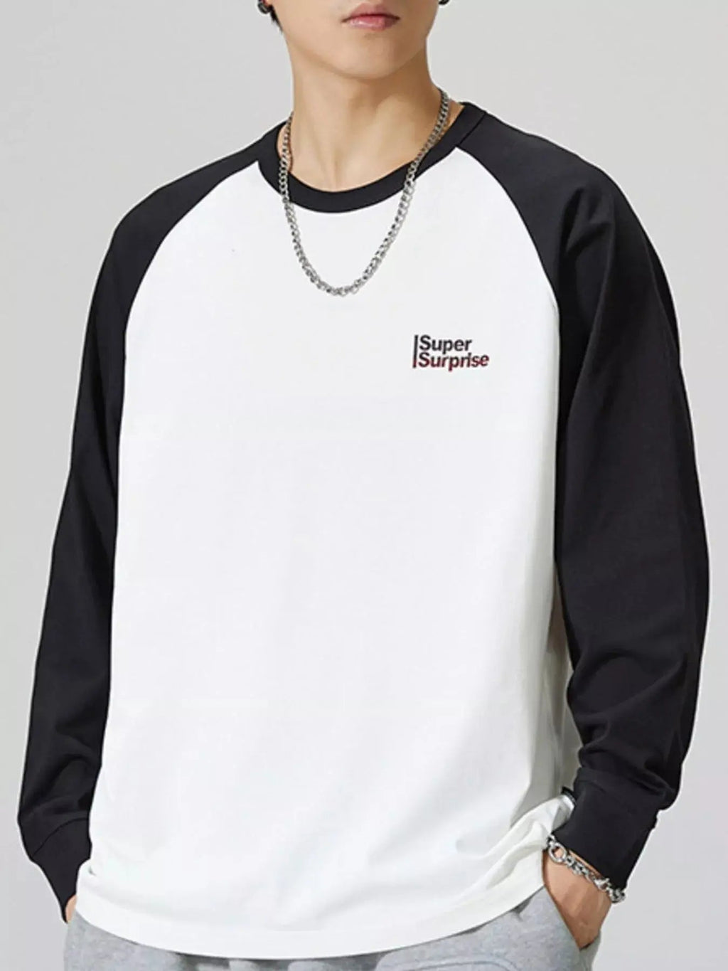 Men's Plus Size Round Neck Raglan Sleeve T-Shirt - we buy