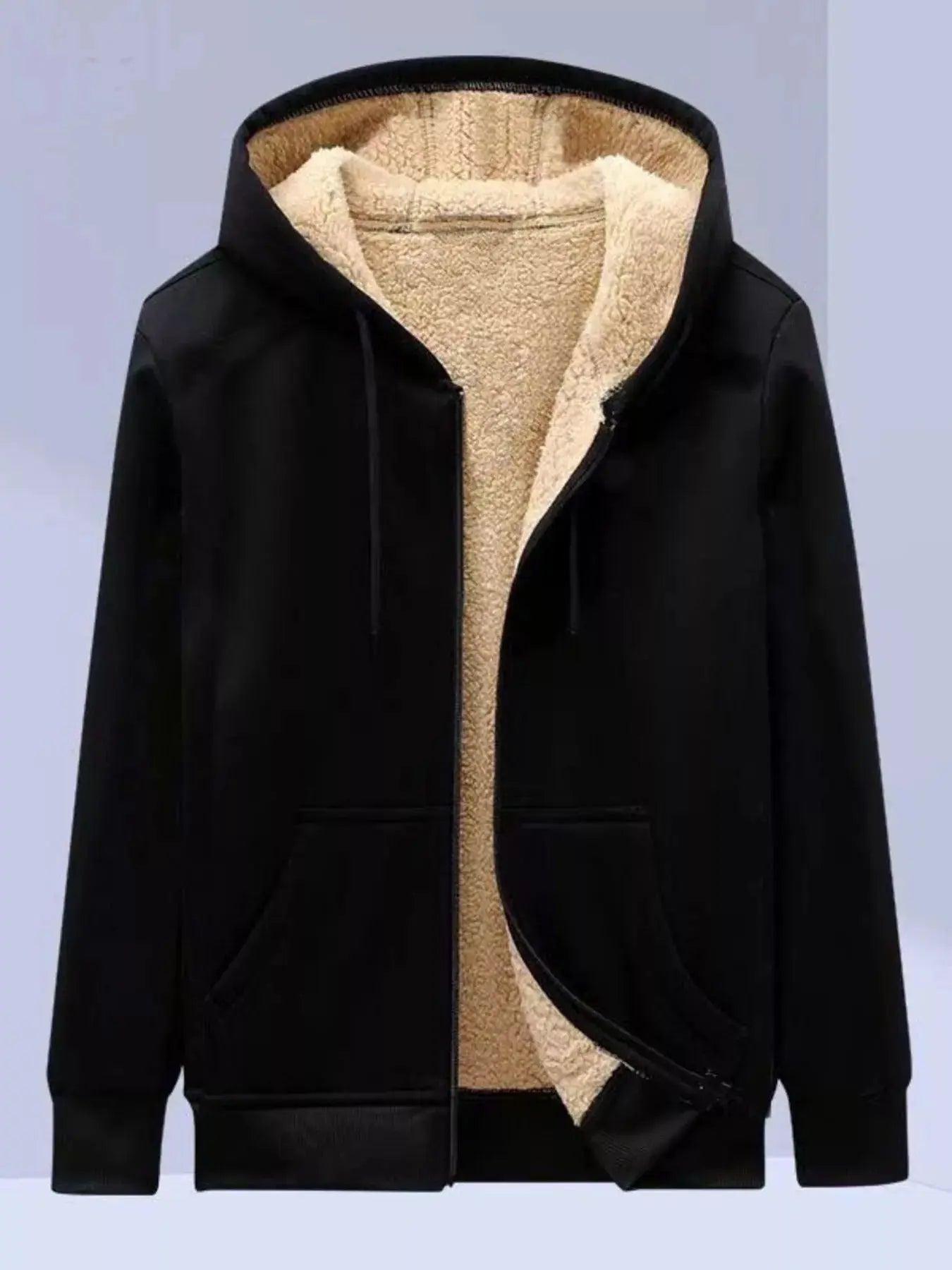 Men's Plus Size Sherpa Lined Zip Up Hoodie - we buy