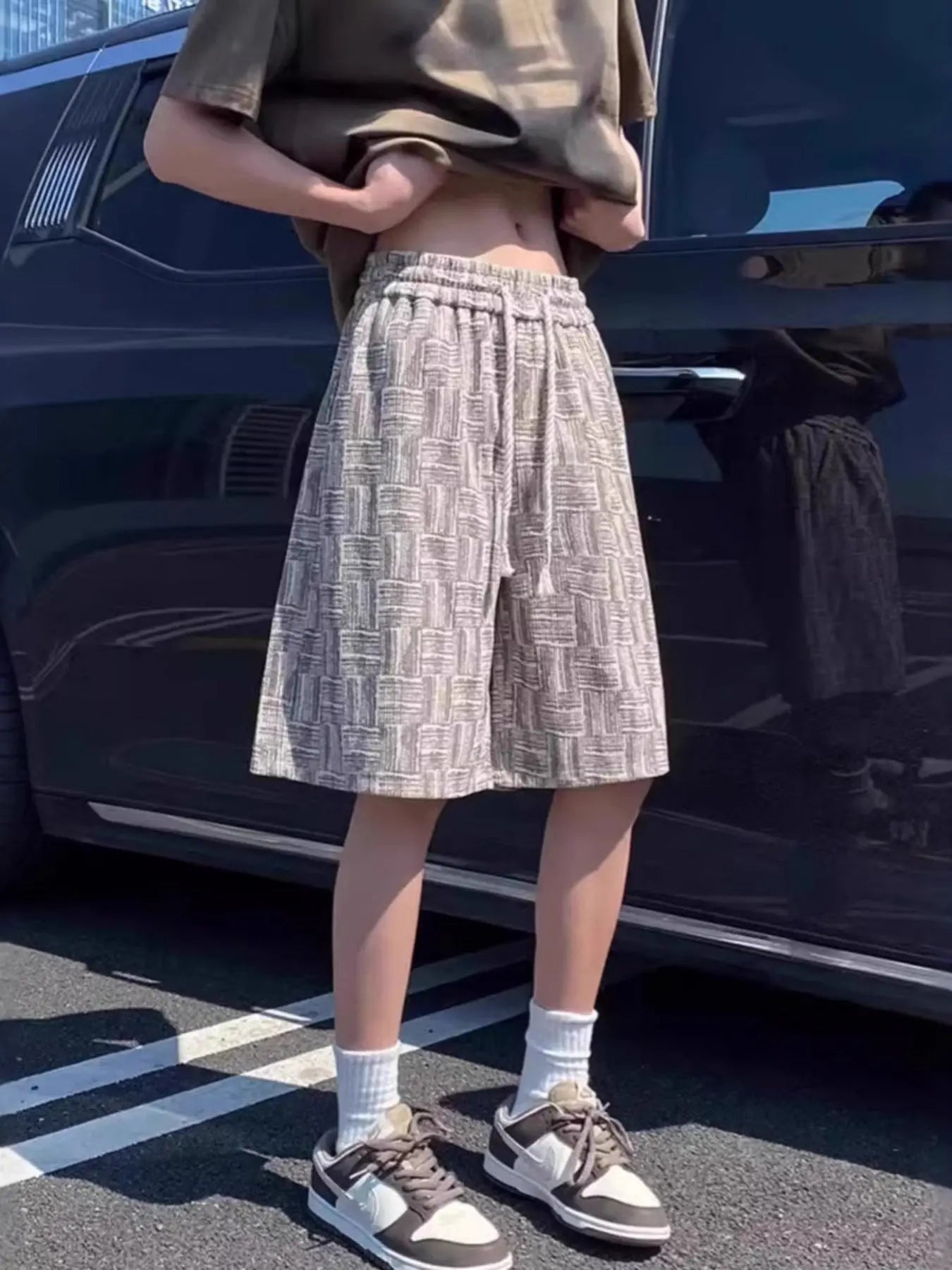 Men's Plus Size Textured Drawstring Casual Shorts - we buy