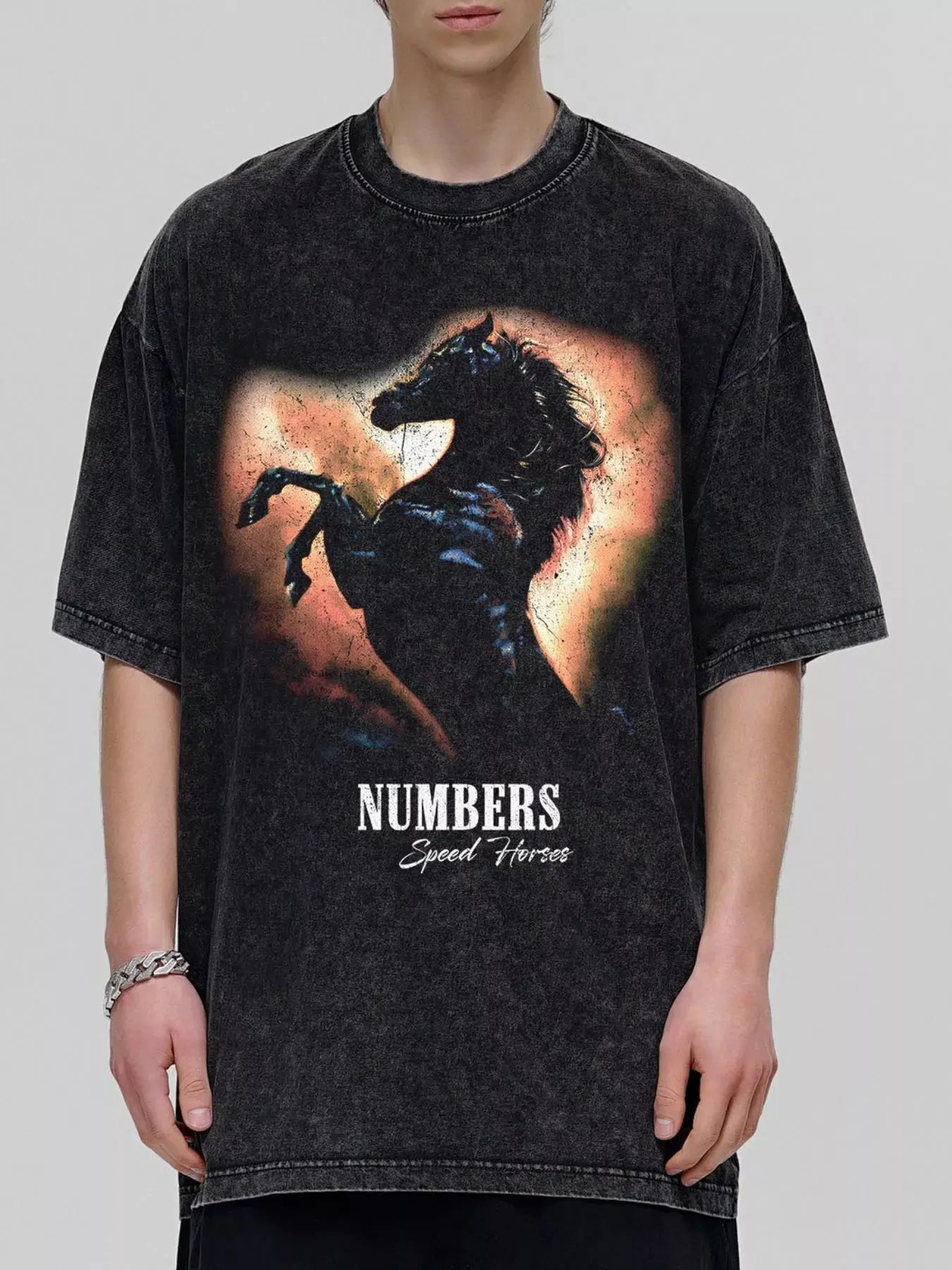 Men's Vintage Washed Horse Graphic T-Shirt - we buy