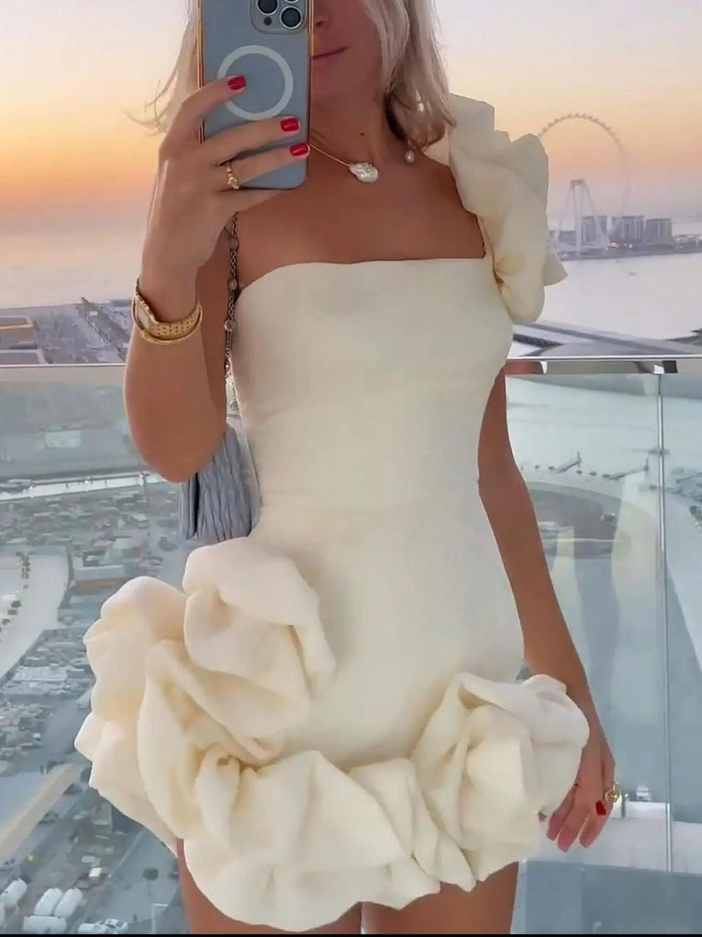 One - Shoulder Ruffle Mini Dress - we buy