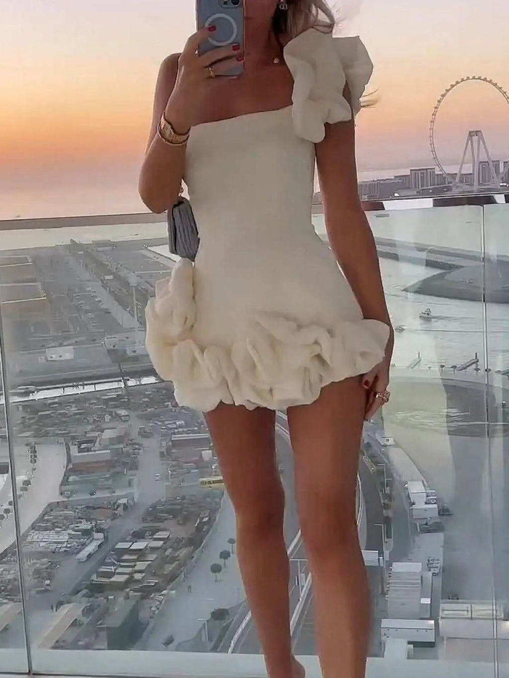 One - Shoulder Ruffle Mini Dress - we buy