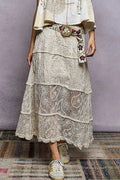 POL Floral Embroidered Tiered Crochet Skirt - we buy