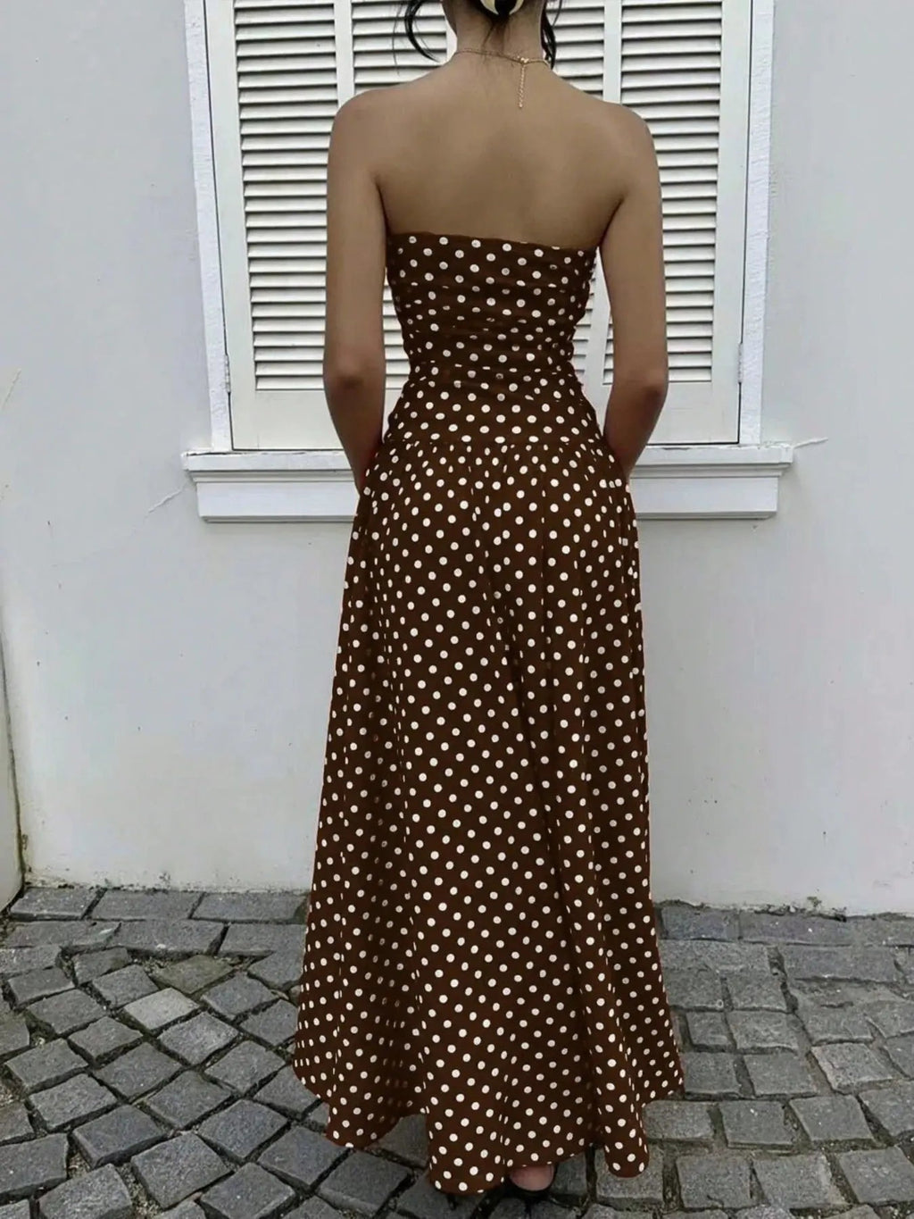 Polka Dot Strapless Maxi Dress - we buy