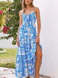 Printed Tie - Front Maxi Dress - we buy
