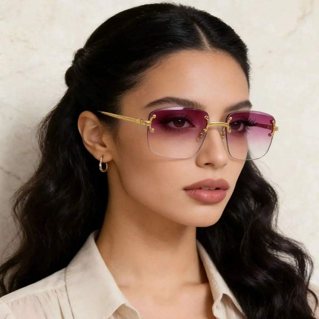 Rimless Gradient Tinted Sunglasses - we buy