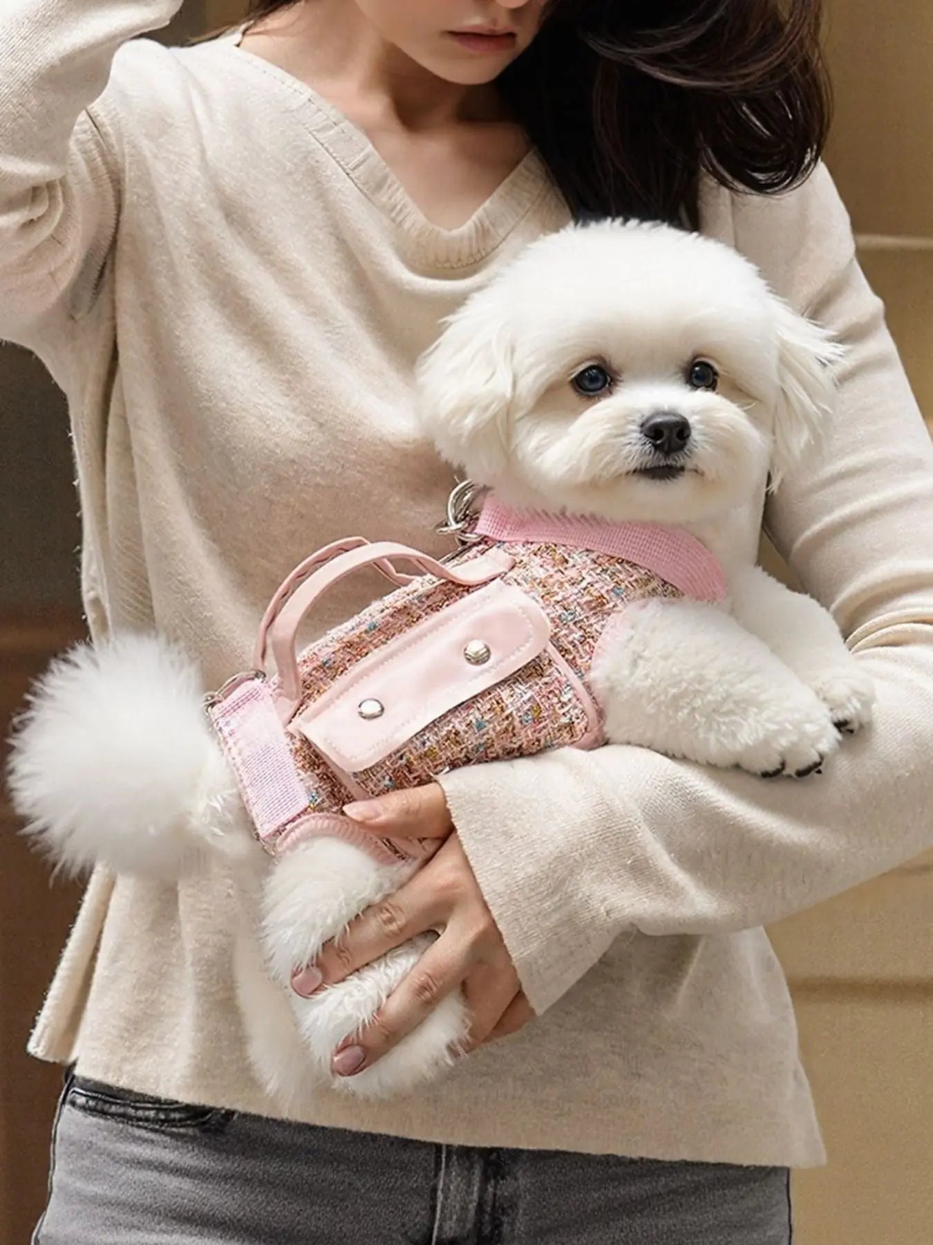 Tweed Pet Harness with Strap - we buy